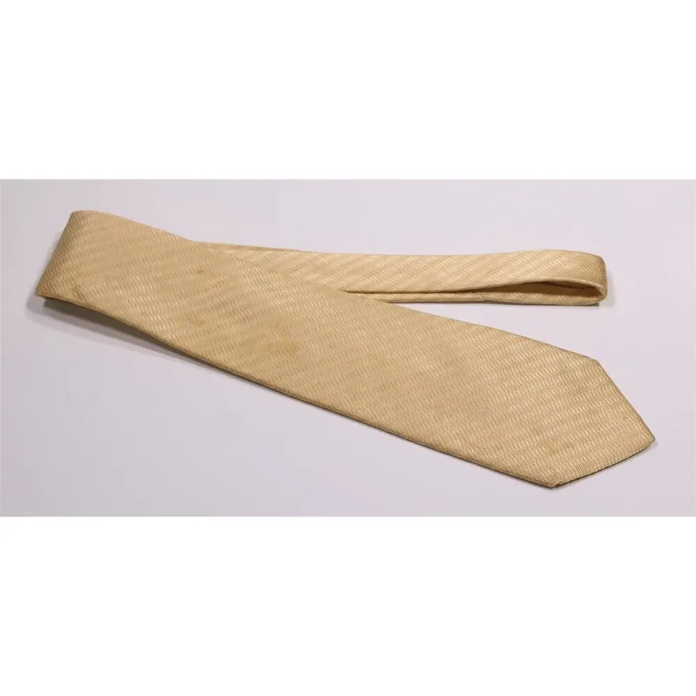 Paul Stuart Gold Jacquard Silk Necktie Tie Made in Japan